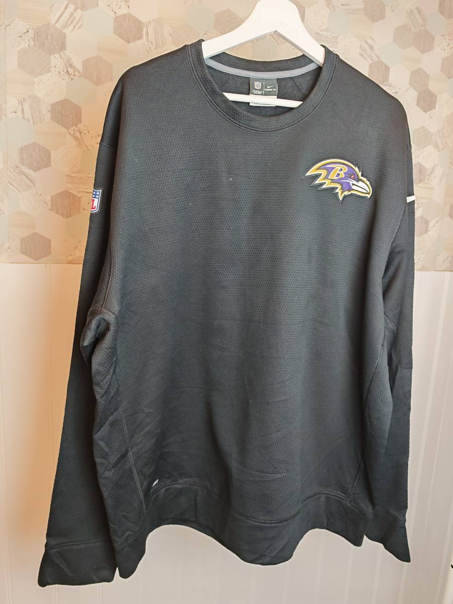 Black Nike Baltimore Ravens Sideline crewneck sweatshirt | Size XXLShield Nailhead  