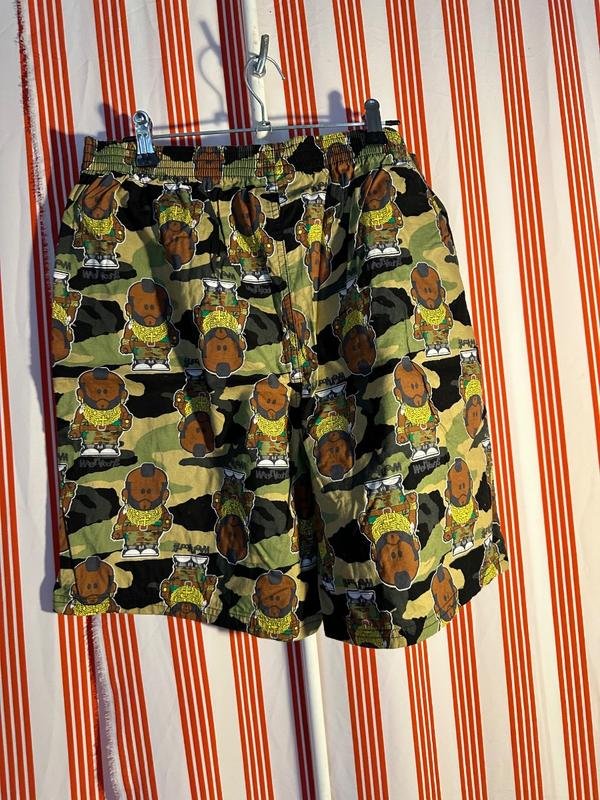 Camouflage Cartoon  Mr T Print Shorts