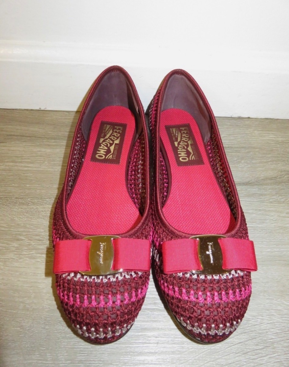 Ferrogamo - Varina Ballet Flat - Crochet Fabric - Nebbiolo/Amaretti/Strawberr