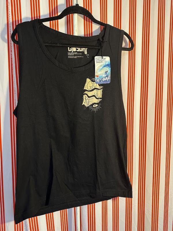 Black Graphic Sufer Sleeveless T-Shirt Size L