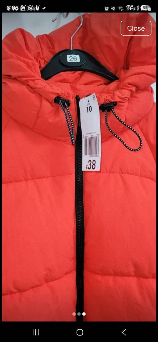 Ladies puffer jacket Size 10