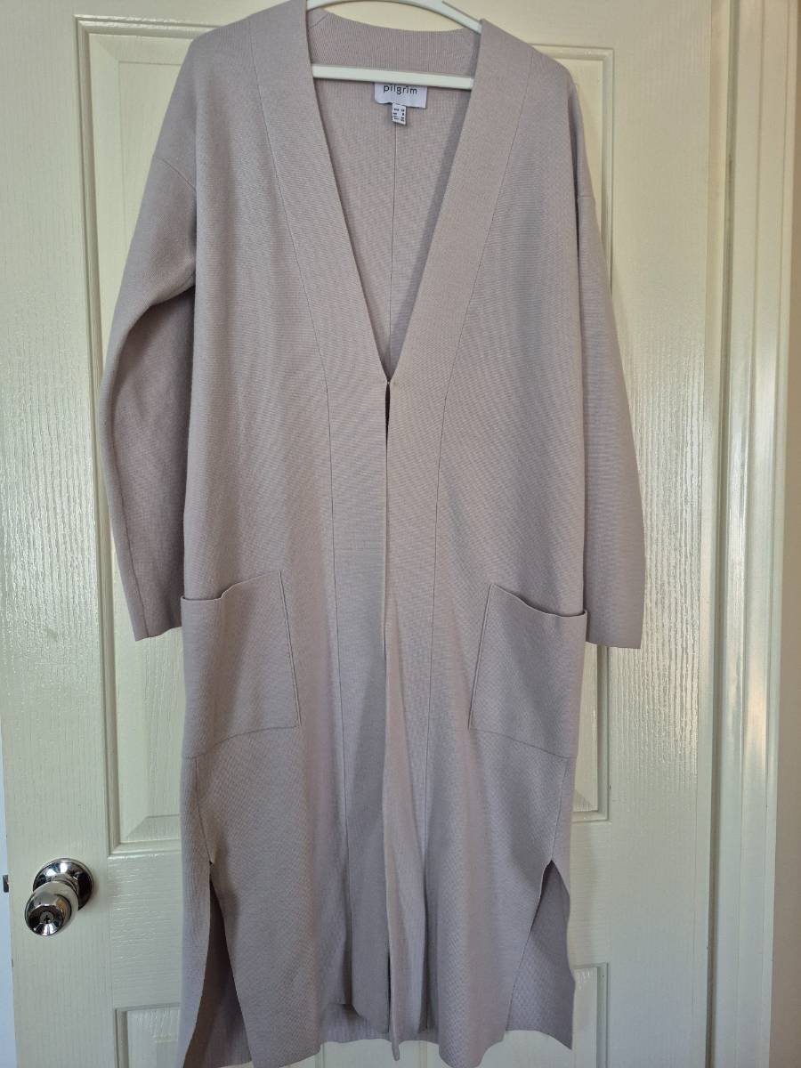 Beige Longline Cardigan with Pockets