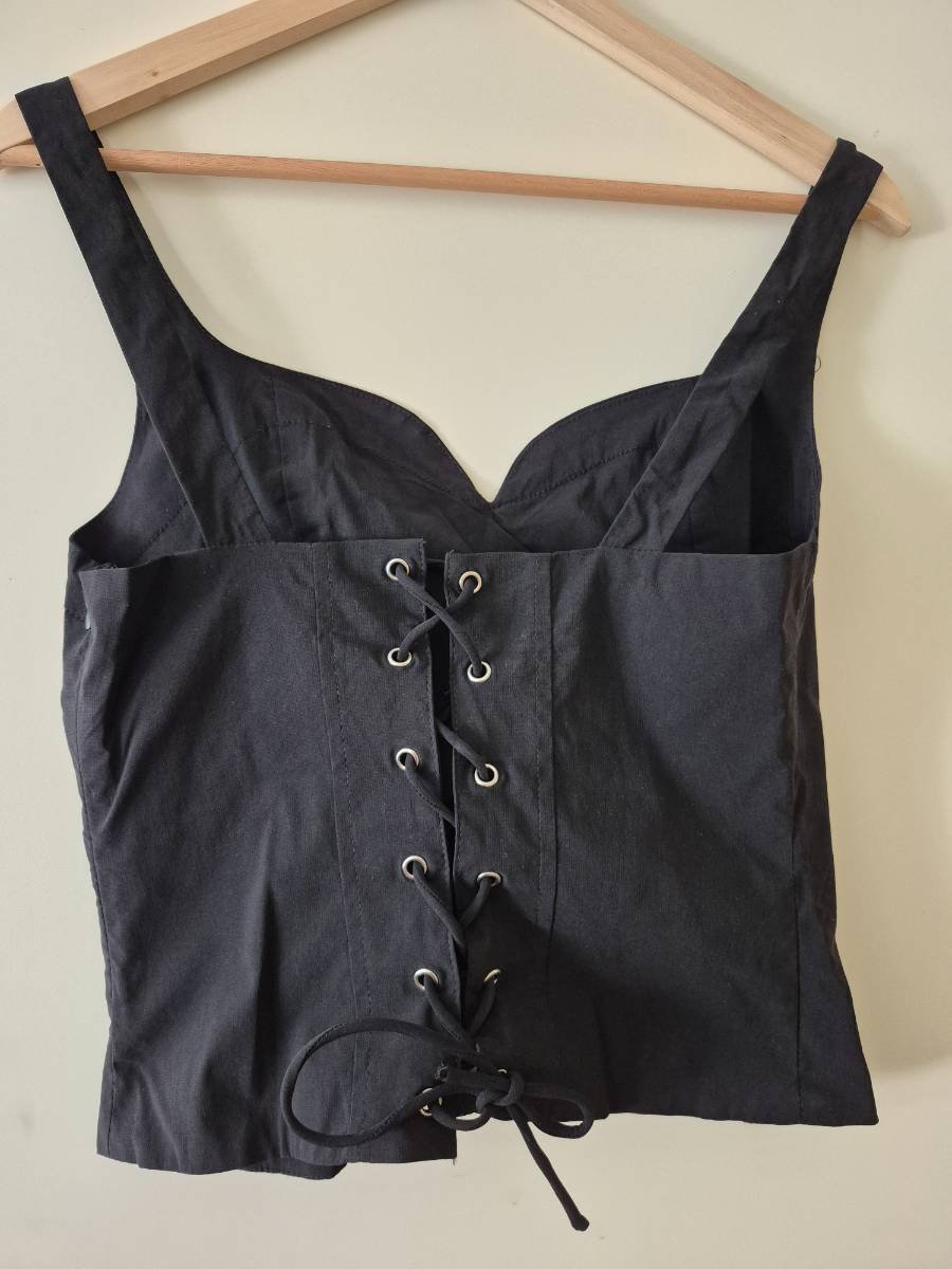 Black Lace-Up Top