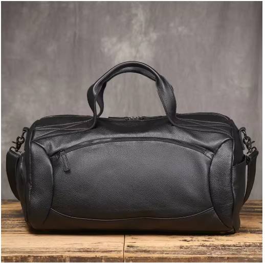Men's Lychee Leather Trolley Travel Bag