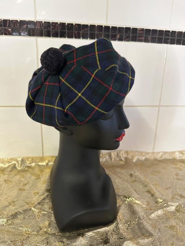 Tartan Beret with Pom Pom