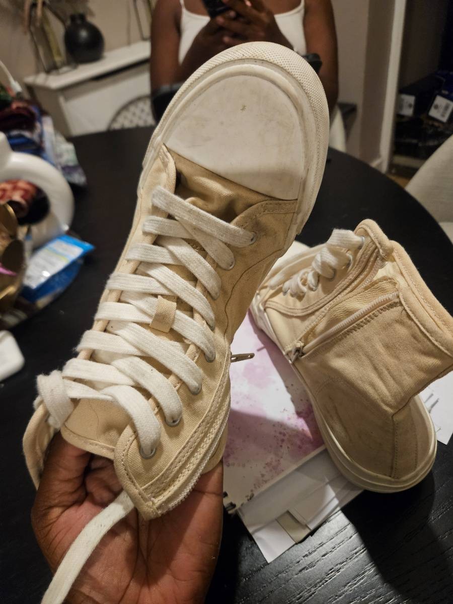 Beige High-Top Kids Sneakers