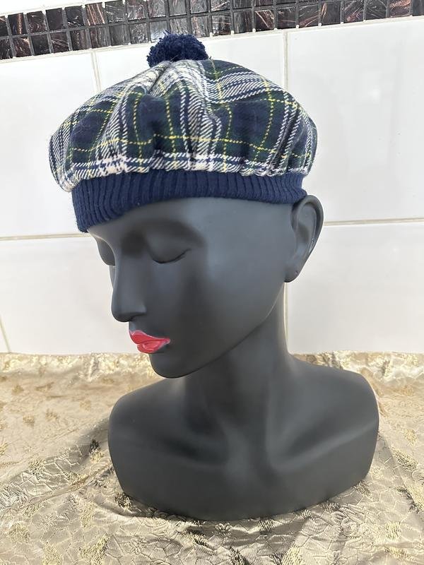 Scottish pure wool tartan Cap with pompoms made in the UK