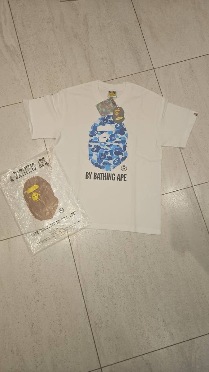 BAPE White T-Shirt with Blue Logo