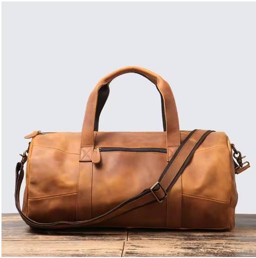 Vintage Cowhide Leather Duffle Weekender Bag