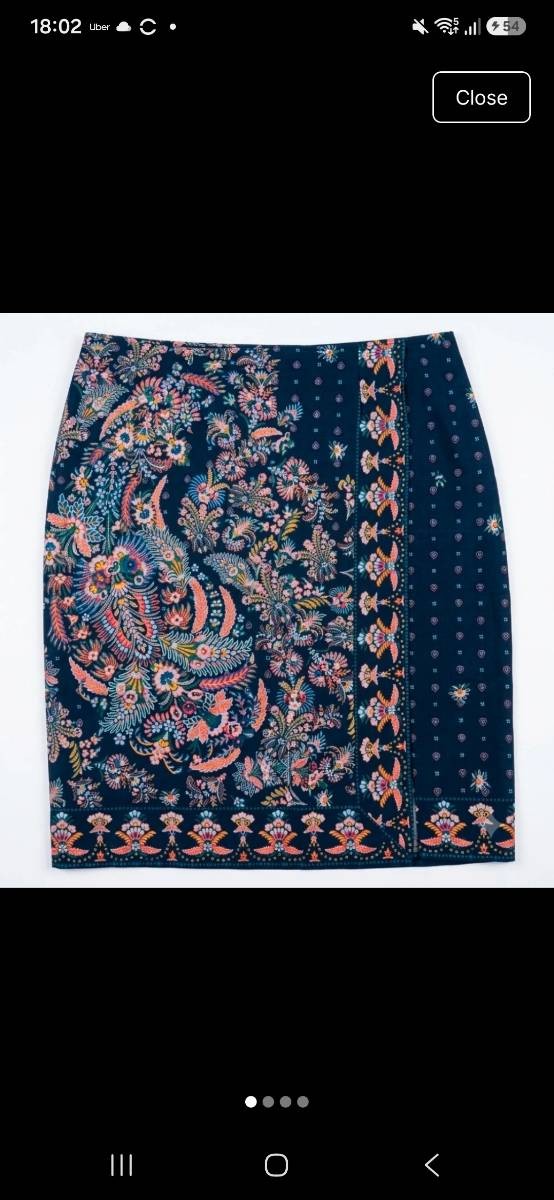 Vintage 90s Monsoon Navy Blue Batik Floral Paisley Wrap Mini Skirt Size 12