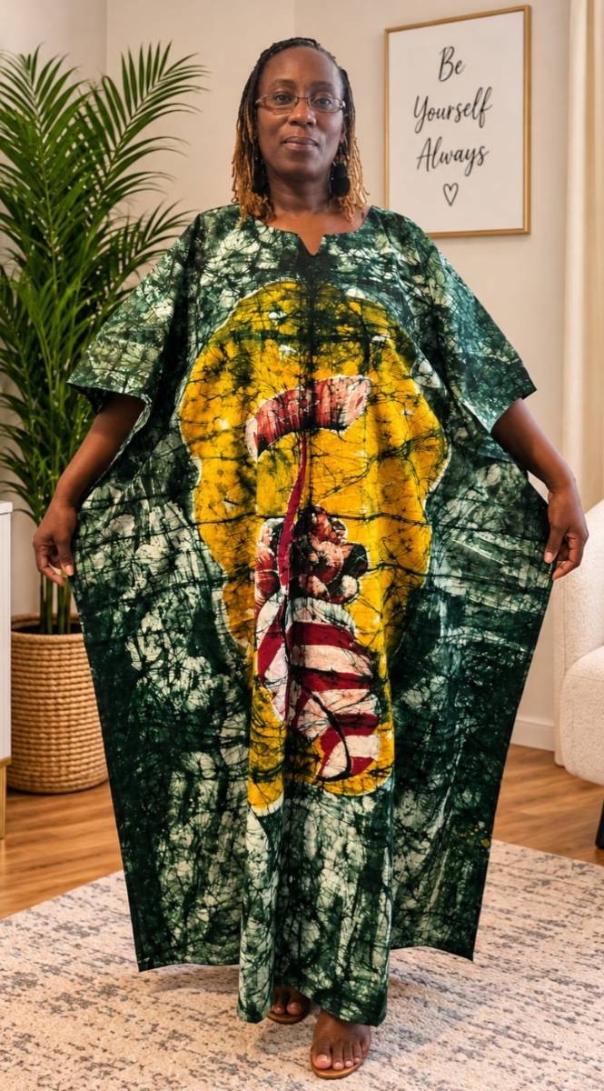Colorful Batik Kaftan Dress