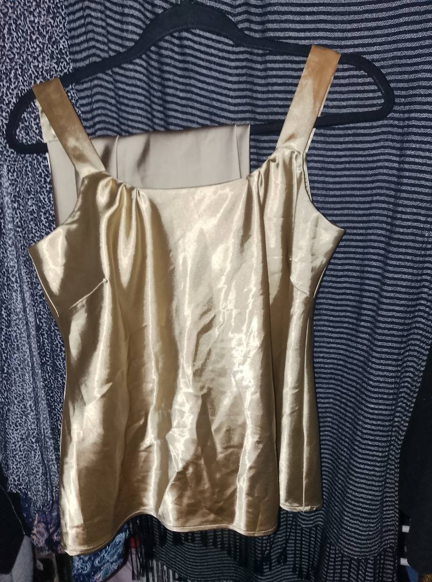 Gold Satin Sleeveless Top