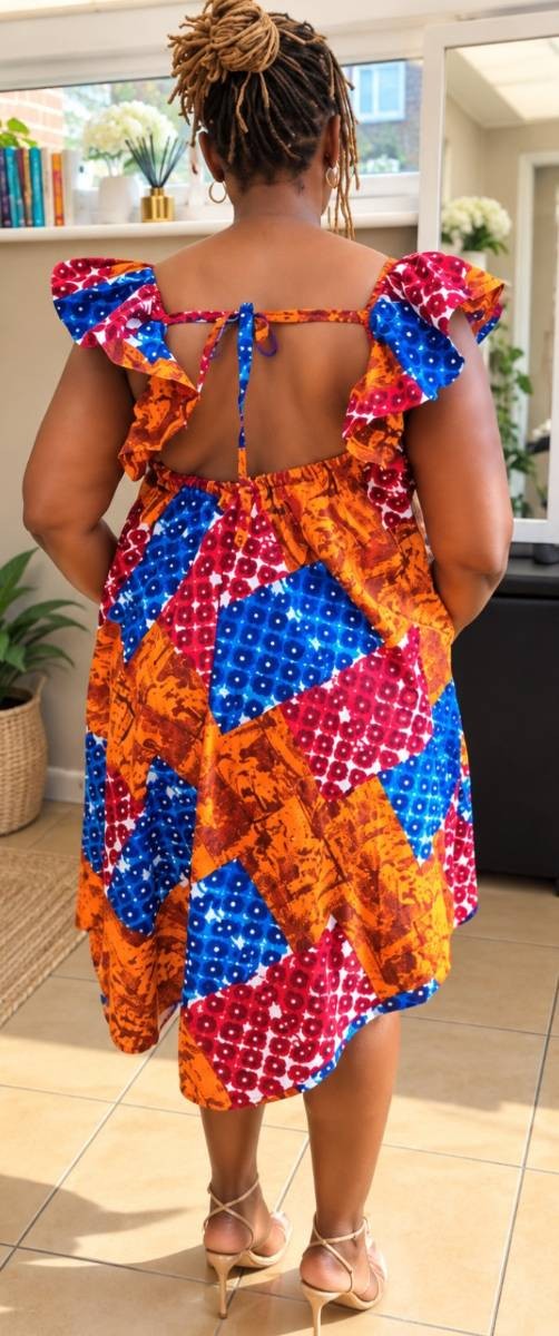 Colorful Ruffle Strap Dress