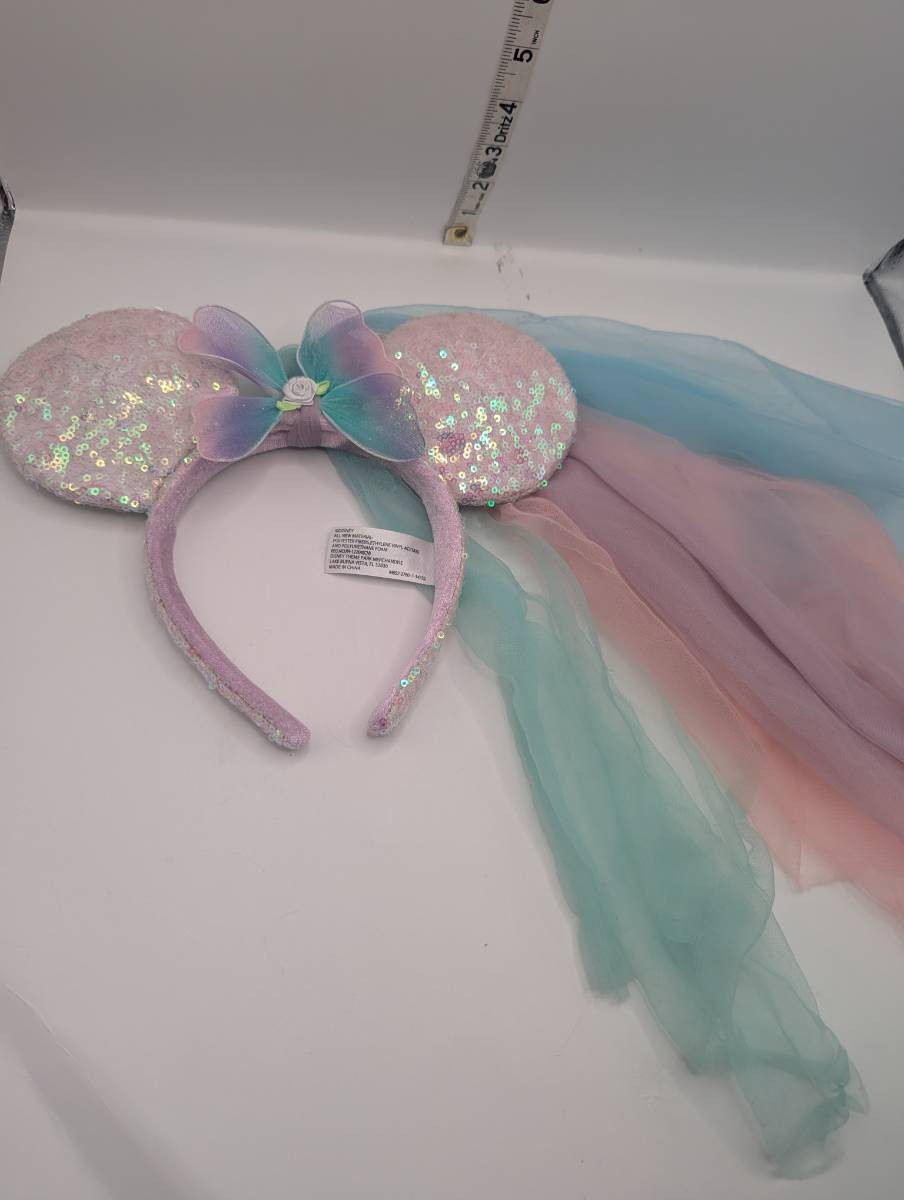 Disney Sequin Minnie Mouse Ears with Pastel Veil