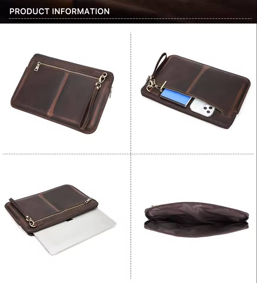The Heritage Briefcase: Retro Cow Leather Laptop Bag for MacBook
