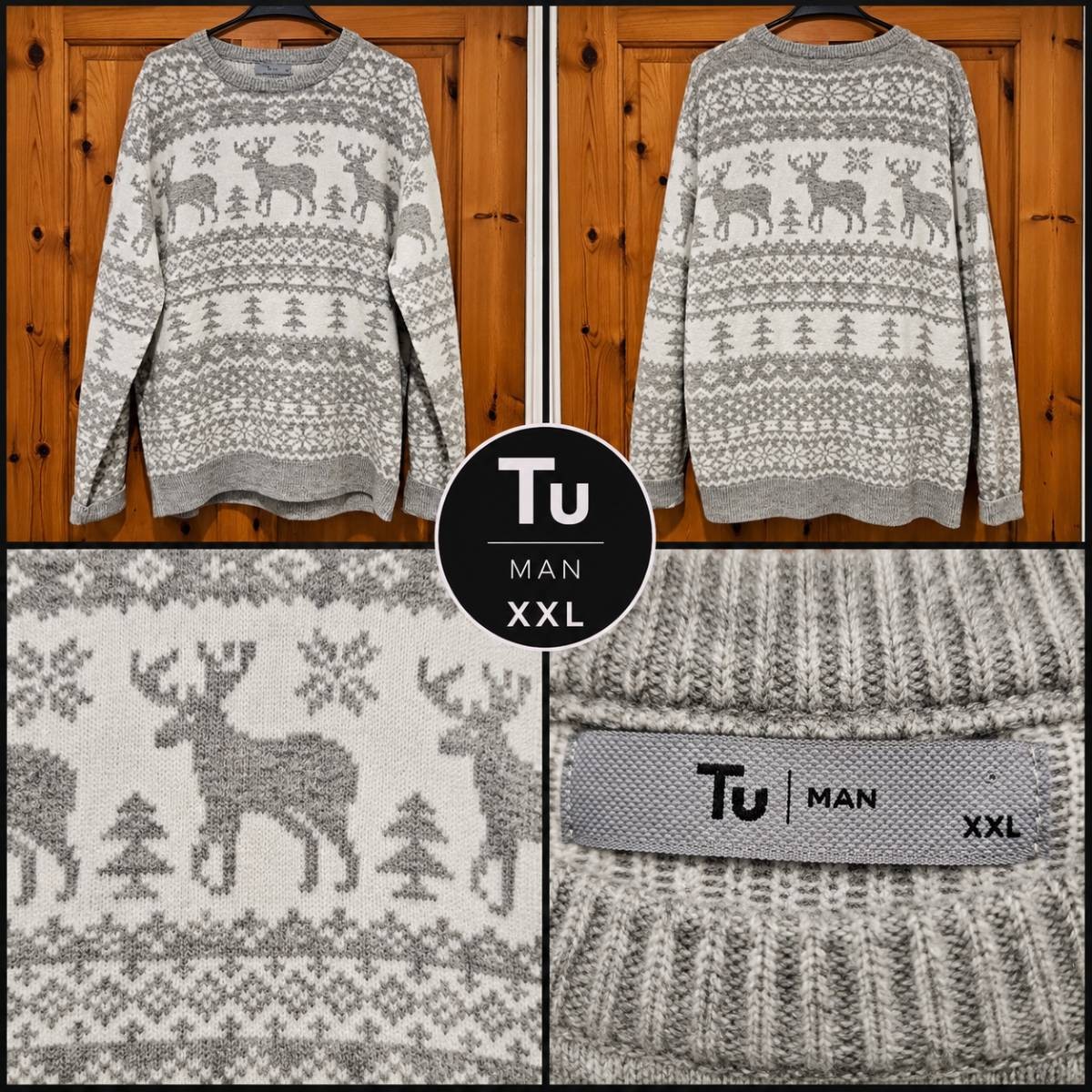 XXL Tu Men's Reindeer Christmas Sweater