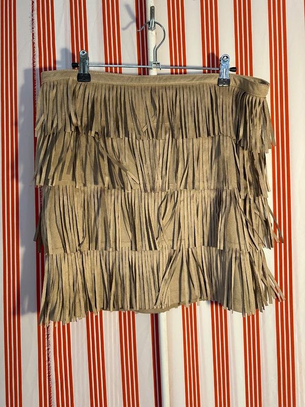 Ladies Tan Fringe Skirt : NEW: