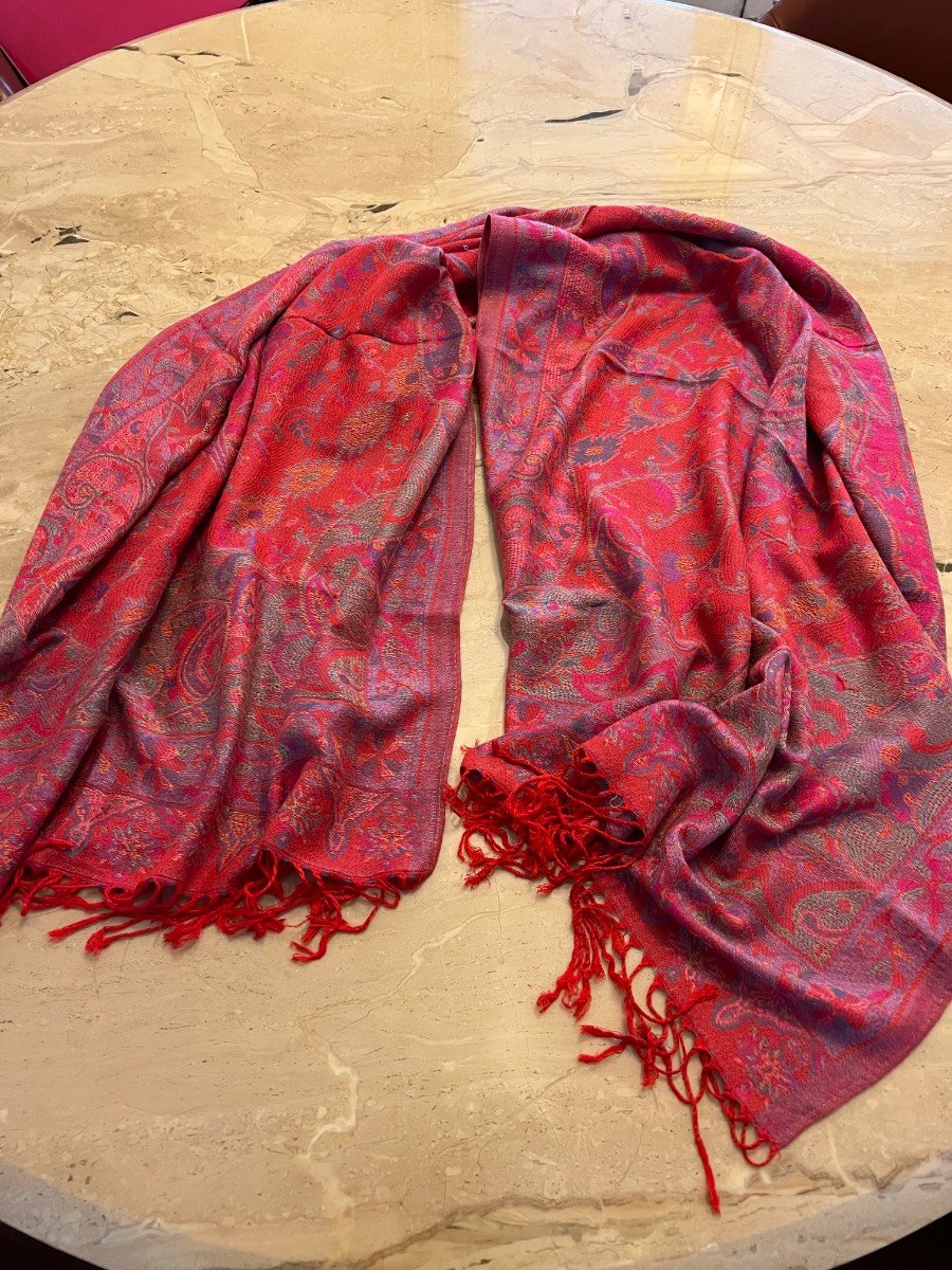 Red Paisley Patterned Scarf